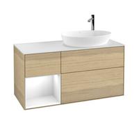 Villeroy & Boch V&B Meuble sous lavabo Finion 120 cm, blanc, éclairage mural, réglette globale blanche, poignée ven Quantité:1