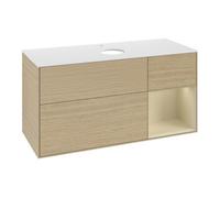 Villeroy & Boch V&B Meuble sous lavabo Finion 120 cm, blanc mat, poignée argent mat, finition laquée, ouverture ventouse Quantité:1