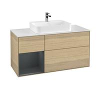 Villeroy & Boch V&B Meuble sous lavabo Finion 120 cm, blanc mat, poignée latérale médiane bleu mat, laqué, ouverture à ventouse Quantité:1