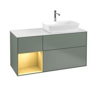 Villeroy & Boch V&B Meuble sous lavabo Finion 120 cm, blanc mat, poignée or mat laqué, olivier mat laqué Quantité:1