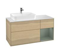 Villeroy & Boch V&B Meuble sous lavabo Finion 120 cm, blanc mat, rangement droit, olivier mat, laqué, ouverture à pression Quantité:1