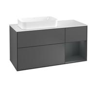 Villeroy & Boch V&B Meuble sous lavabo Finion 120 cm, blanc mat, rangement rouge mat avec lampe, aluminium mat Quantité:1