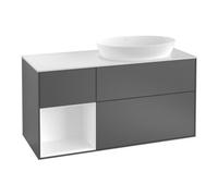 Villeroy & Boch V&B Meuble sous lavabo Finion 120 cm, blanc mat, rangement simple, poignée métal laqué Quantité:1