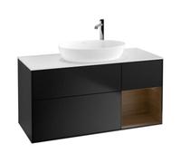 Villeroy & Boch V&B Meuble sous lavabo Finion 120 cm, blanc mat, réglette en noyer, bleu mat laqué Quantité:1