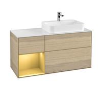 Villeroy & Boch V&B Meuble sous lavabo Finion 120 cm, blanc mat, réglette gauche, luminaire mural, Oa ven Quantité:1