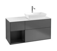 Villeroy & Boch V&B Meuble sous-lavabo Finion 120 cm, blanc mat, tiroir bleu mat laqué, anthracite m Quantité:1