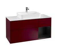 Villeroy & Boch V&B Meuble sous lavabo Finion 120 cm, blanc mat, tiroir droit bleu mat, poignée métal Quantité:1