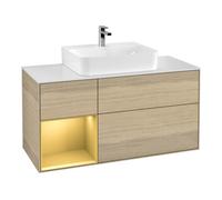 Villeroy & Boch V&B Meuble sous lavabo Finion 120 cm, blanc, mitigeur gauche, éclairage mural Quantité:1