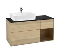 Villeroy & Boch V&B Meuble sous lavabo Finion 120 cm, bleu clair, tiroir droit, poignée bois Quantité:1