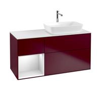 Villeroy & Boch V&B Meuble sous lavabo Finion 120 cm, éclairage mural, blanc mat, réglette blanc mat, poignée métal Quantité:1