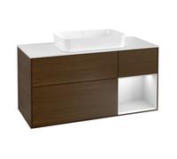 Villeroy & Boch V&B Meuble sous lavabo Finion 120 cm, éclairage mural, blanc mat, réglette droite, bois laqué, chêne sauvage Quantité:1
