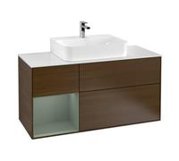 Villeroy & Boch V&B Meuble sous lavabo Finion 120 cm, éclairage mural, placage bois, coin gauche, finition huile avec laque, noyer veneer Quantité:1