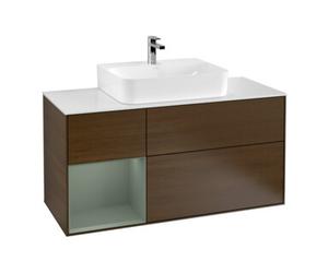 Villeroy & Boch V&B Meuble sous lavabo Finion 120 cm, éclairage mural, placage bois, coin gauche, finition huile avec laque, noyer veneer Quantité:1
