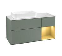 Villeroy & Boch V&B Meuble sous lavabo Finion 120 cm, éclairage mural, placage bois, réglette dorée, huile et laque Quantité:1