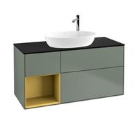 Villeroy & Boch V&B Meuble sous lavabo Finion 120 cm, Pl blanc mat, Réglette dorée mat, Olives mat Quantité:1