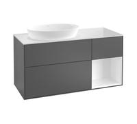 Villeroy & Boch V&B Meuble sous lavabo Finion 120 cm, Pl blanc mat, Réglette médium mat laqué, gris grain mat laqué Quantité:1