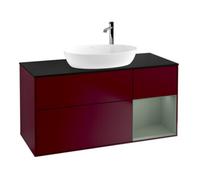 Villeroy & Boch V&B Meuble sous lavabo Finion 120 cm, Pl blanc mat, Réglette olivier mat, Poignée m Quantité:1
