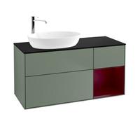 Villeroy & Boch V&B Meuble sous lavabo Finion 120 cm, Pl blanc mat, Réglette Peo mat laqué, Olive mat laqué Quantité:1