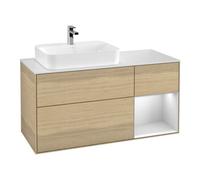 Villeroy & Boch V&B Meuble sous lavabo Finion 120 cm, placage blanc mat, rangement droit blanc mat, avec laque, ouverture à bouton poussoir Quantité:1