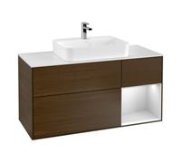 Villeroy & Boch V&B Meuble sous-lavabo Finion 120 cm, placage blanc mat, tiroir droit blanc mat, noyer veneer Quantité:1