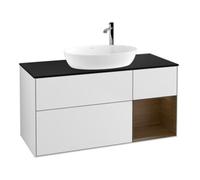Villeroy & Boch V&B Meuble sous lavabo Finion 120 cm, placage bleu mat, réglette noyer, blanc mat Lac Quantité:1
