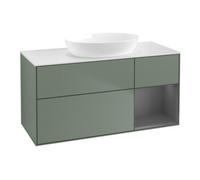 Villeroy & Boch V&B Meuble sous lavabo Finion 120 cm, placage bois blanc mat, poignée alu mat laqué, olivier mat laqué Quantité:1