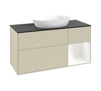 Villeroy & Boch V&B Meuble sous lavabo Finion 120 cm, placage bois, face blanche laquée, poignées gris mat laqué Quantité:1
