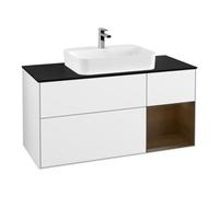 Villeroy & Boch V&B Meuble sous lavabo Finion 120 cm, placage bois, noyer rouge, blanc brillant, laqué Quantité:1