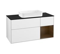 Villeroy & Boch V&B Meuble sous-lavabo Finion 120 cm, placage bois, noyer rouge, blanc brillant, laqué Quantité:1