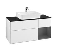 Villeroy & Boch V&B Meuble sous lavabo Finion 120 cm, placage bois, poignée rainurée, blanc brillant Lac Quantité:1