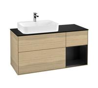Villeroy & Boch V&B Meuble sous lavabo Finion 120 cm, placage bois, rangement droit, bleu mat Lac, Oa ven Quantité:1