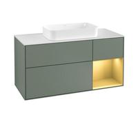 Villeroy & Boch V&B Meuble sous lavabo Finion 120 cm, placage bois, tiroir à gauche, poignée olivier avec laque Quantité:1