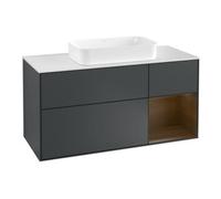 Villeroy & Boch V&B Meuble sous-lavabo Finion 120 cm, placage noyer rouge, mat blanc laqué Quantité:1