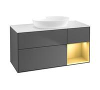 Villeroy & Boch V&B Meuble sous-lavabo Finion 120 cm, Plaque blanche mat, Tiroir or mat laqué, Anthracite mat Quantité:1