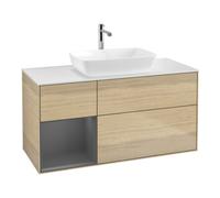 Villeroy & Boch V&B Meuble sous lavabo Finion 120 cm, Plaqué chêne, Anthracite mat, laqué, ouverture ven Quantité:1