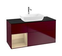 Villeroy & Boch V&B Meuble sous lavabo Finion 120 cm, plaque d’habillage bleue, étagère ouverte, poignée métal Quantité:1