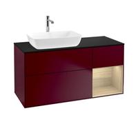 Villeroy & Boch V&B Meuble sous lavabo Finion 120 cm, plaque de fixation bleue, étagère ouverte, poignée métallique Quantité:1