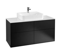 Villeroy & Boch V&B Meuble sous lavabo Finion 120x60,3 cm, plaque d'habillage blanche, poignée bleue laquée Quantité:1