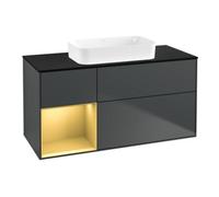 Villeroy & Boch V&B Meuble sous lavabo Finion 120x60 cm, éclairage mural, réglette, bleu mat, laqué Quantité:1