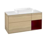 Villeroy & Boch V&B Meuble sous lavabo Finion 120x60 cm, éclairage mural, tiroir droit Peony, placage chêne Quantité:1