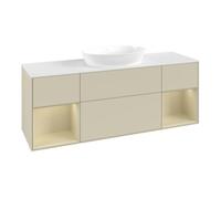 Villeroy & Boch V&B Meuble sous lavabo Finion 160 cm, blanc mat, rangement simple, gris mat laqué Quantité:1