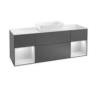 Villeroy & Boch V&B Meuble sous lavabo Finion 160 cm, blanc mat, rangement simple, métal laqué, poignée métal laqué Quantité:1