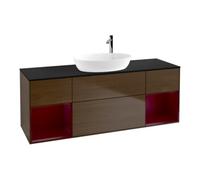 Villeroy & Boch V&B Meuble sous lavabo Finion 160 cm, bleu, porte coulissante laquée, noyer veinée Quantité:1