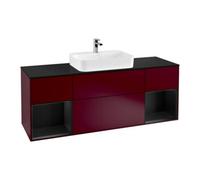 Villeroy & Boch V&B Meuble sous lavabo Finion 160 cm, éclairage mural, bleu pâle, étagère bleue, poignée m Quantité:1