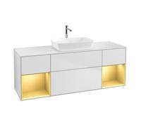 Villeroy & Boch V&B Meuble sous-lavabo Finion 160 cm, placage bois, porte coulissante avec laque, blanc avec laque Quantité:1