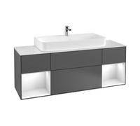 Villeroy & Boch V&B Meuble sous-lavabo Finion 160 cm, rangement simple, gris mat laqué, avec tiroir laqué bleu Quantité:1