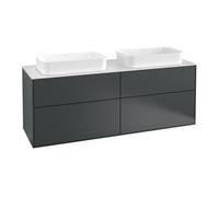 Villeroy & Boch V&B Meuble sous lavabo Finion 160x60,3 cm, éclairage mural, plaque d'habillage blanc, miroir bleu avec laque Quantité:1