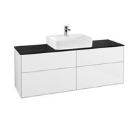 Villeroy & Boch V&B Meuble sous lavabo Finion 160x60,3 cm, panneau de fermeture bleu mat, blanc brillant Lac Quantité:1