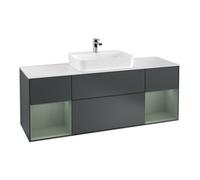 Villeroy & Boch V&B Meuble sous lavabo Finion 160x60, blanc mat, rangement ouvert mat laqué, avec bleu mat laqué Quantité:1