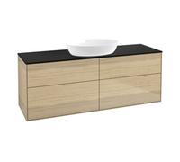 Villeroy & Boch V&B Meuble sous lavabo Finion 160x60 cm, plaque d'habillage bleu mat, placage chêne Quantité:1